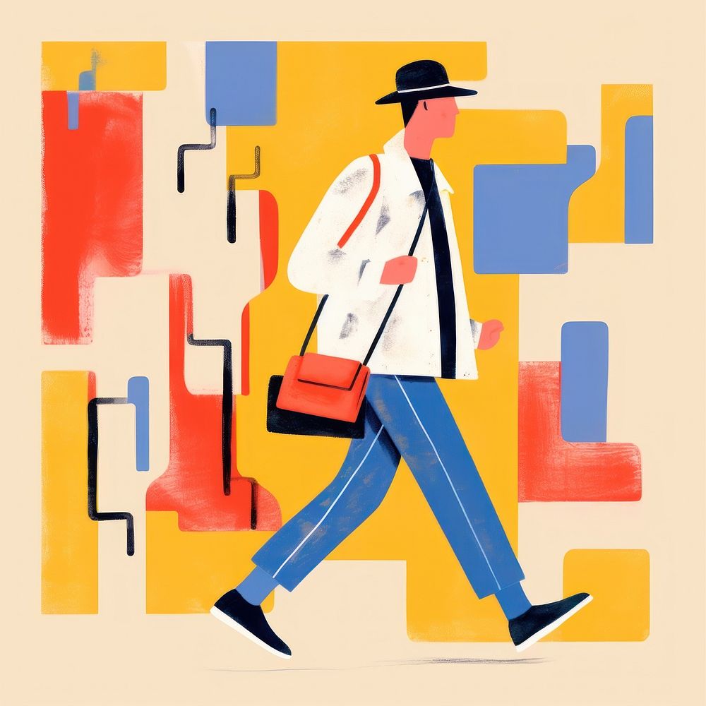 Character walking art painting. AI Free Photo Illustration rawpixel