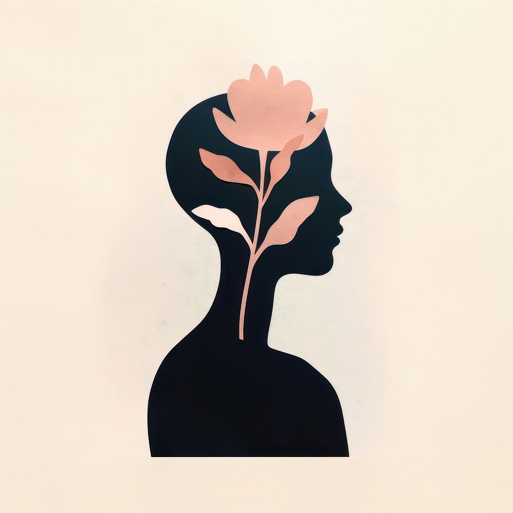 Silhouette art flower adult. AI generated Image by rawpixel.