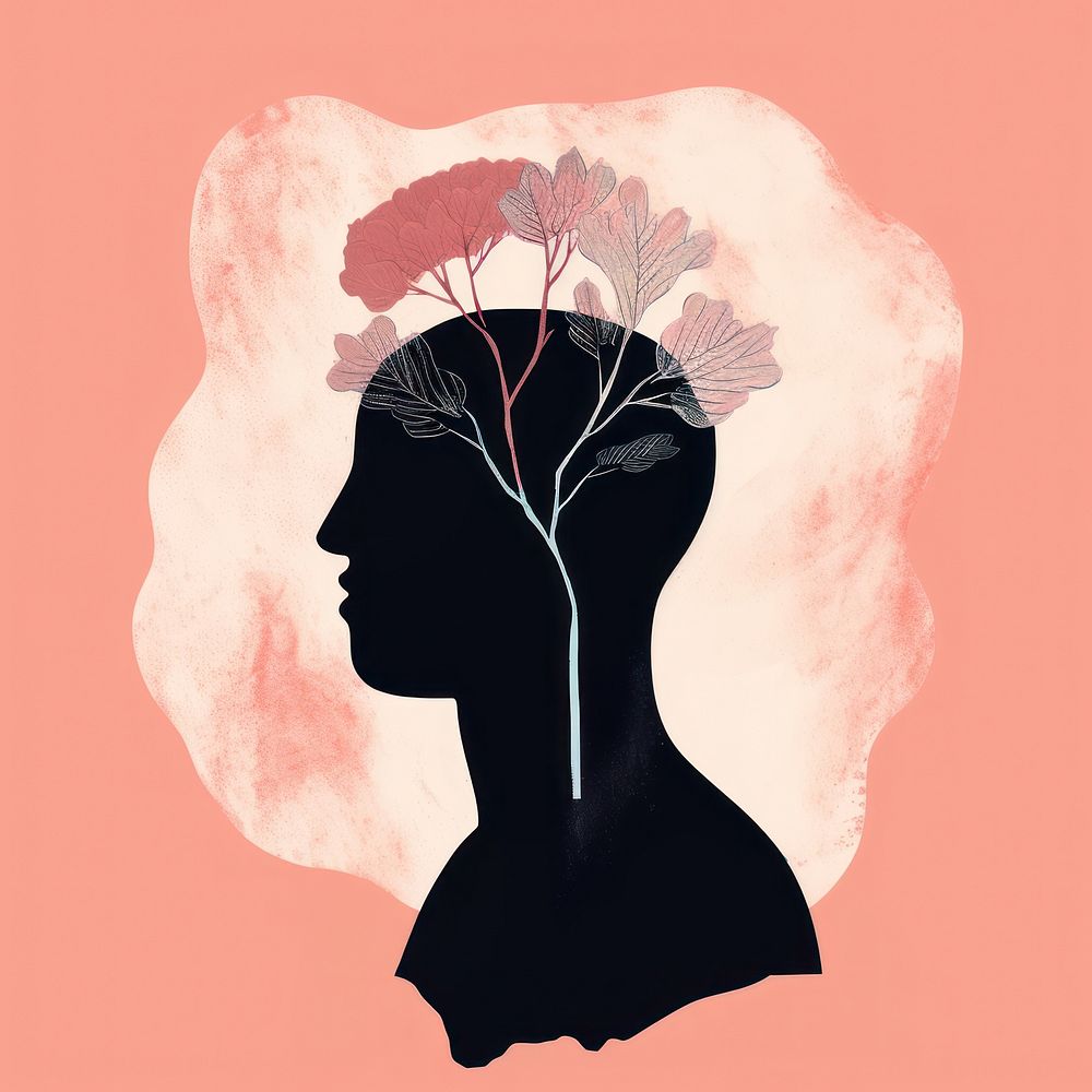 Silhouette art flower adult. AI generated Image by rawpixel.