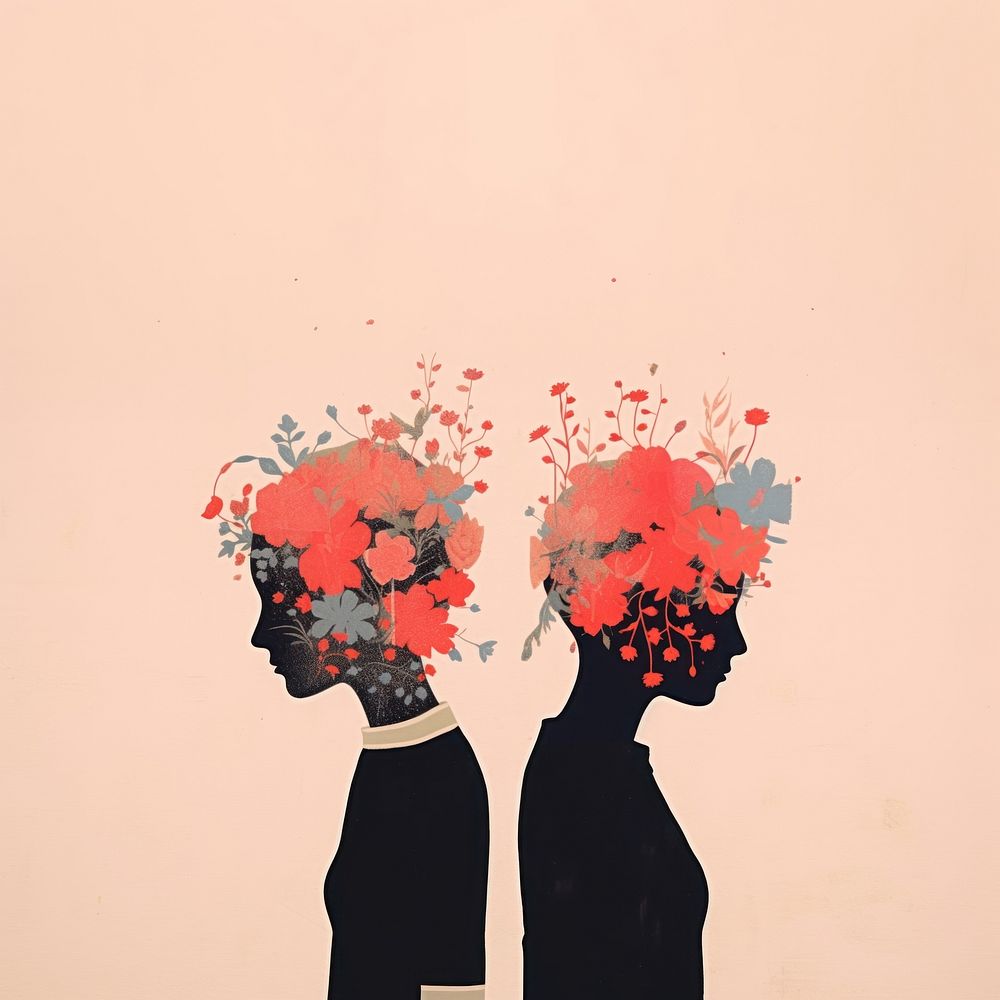Cute couple art painting flower. AI generated Image by rawpixel.