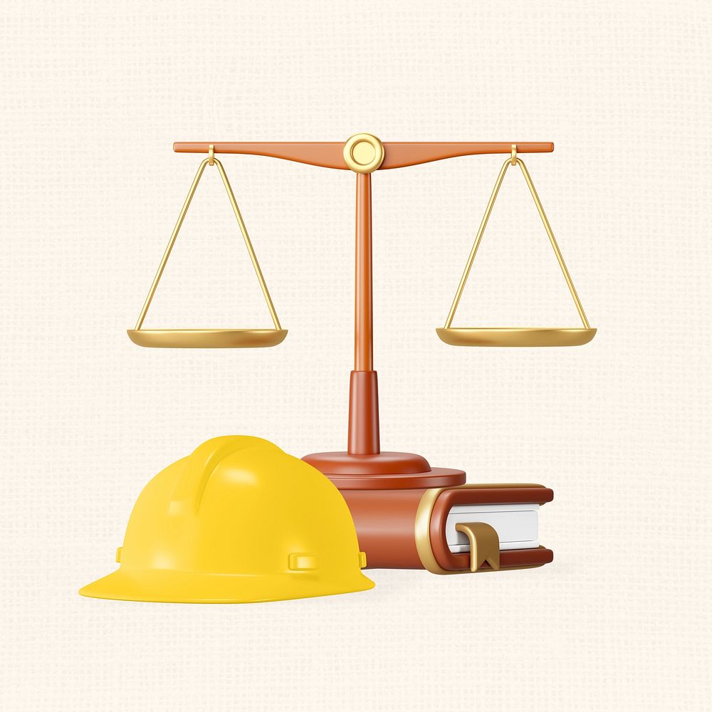 Employment lawyer remix, 3D gavel and helmet illustration