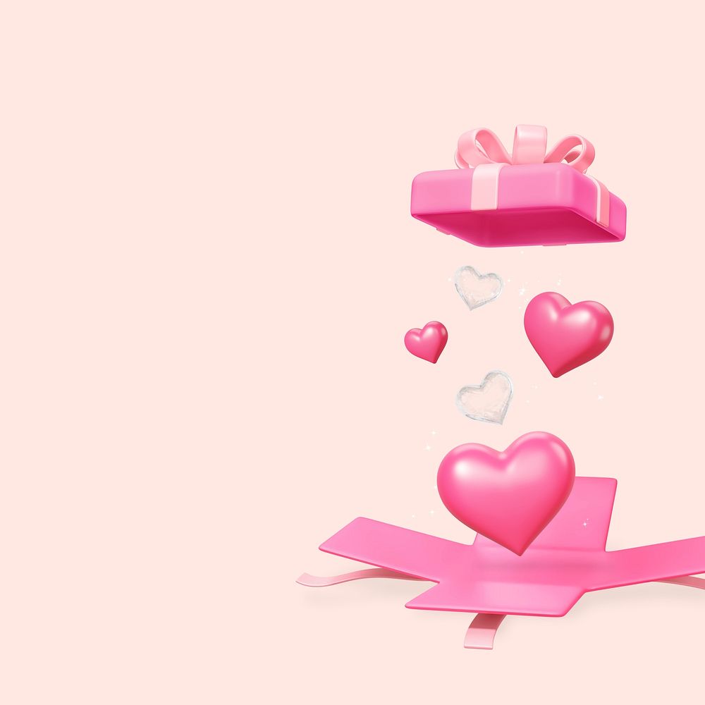Pink Valentine's gift background, love 3D remix