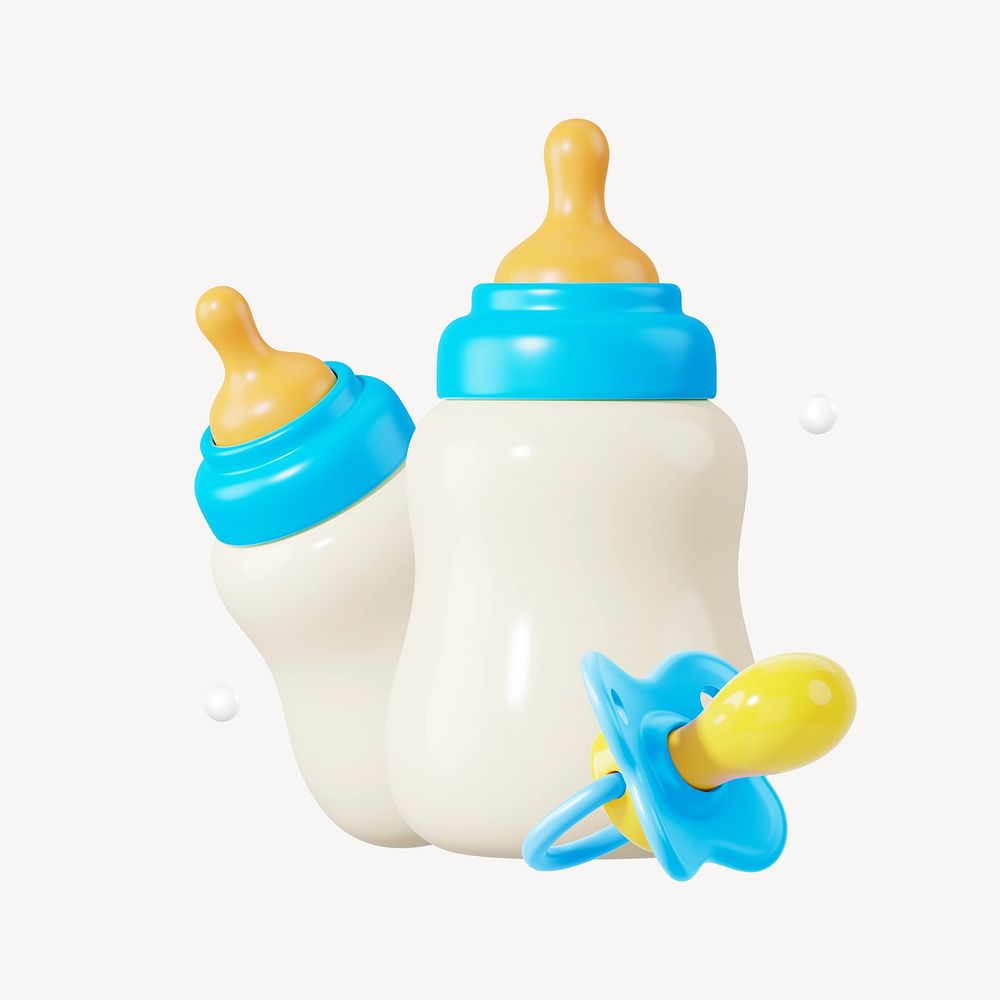 Baby bottle and pacifier, 3D illustration