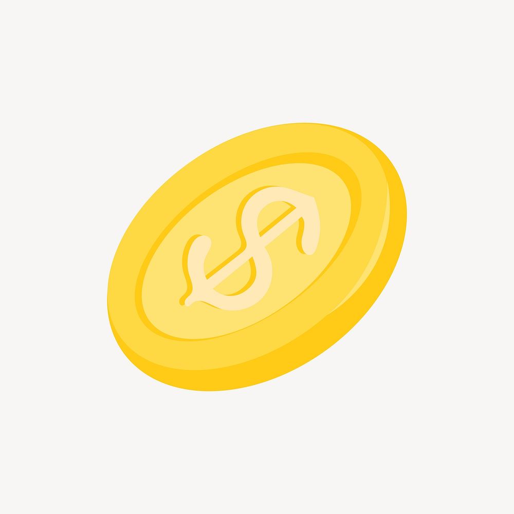 Dollar coin, aesthetic illustration, design resource