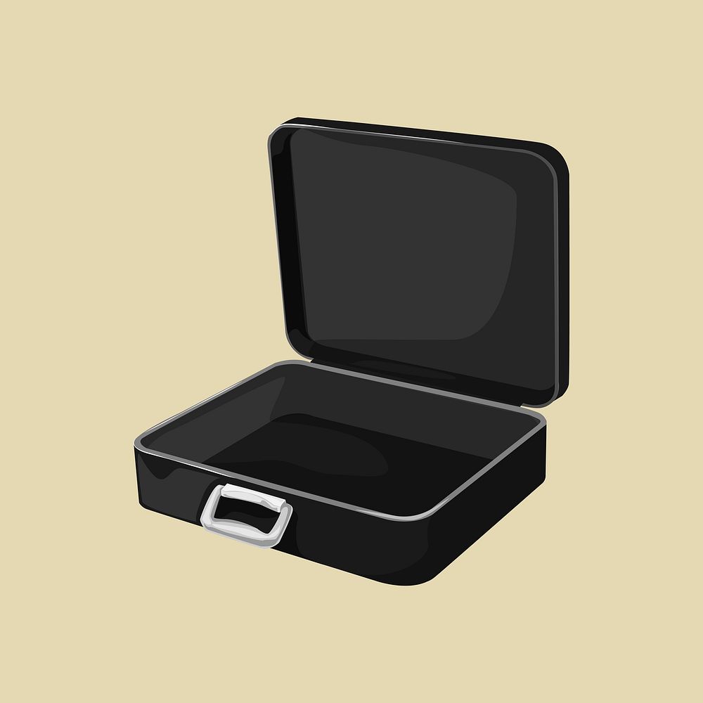 Black briefcase, aesthetic illustration vector