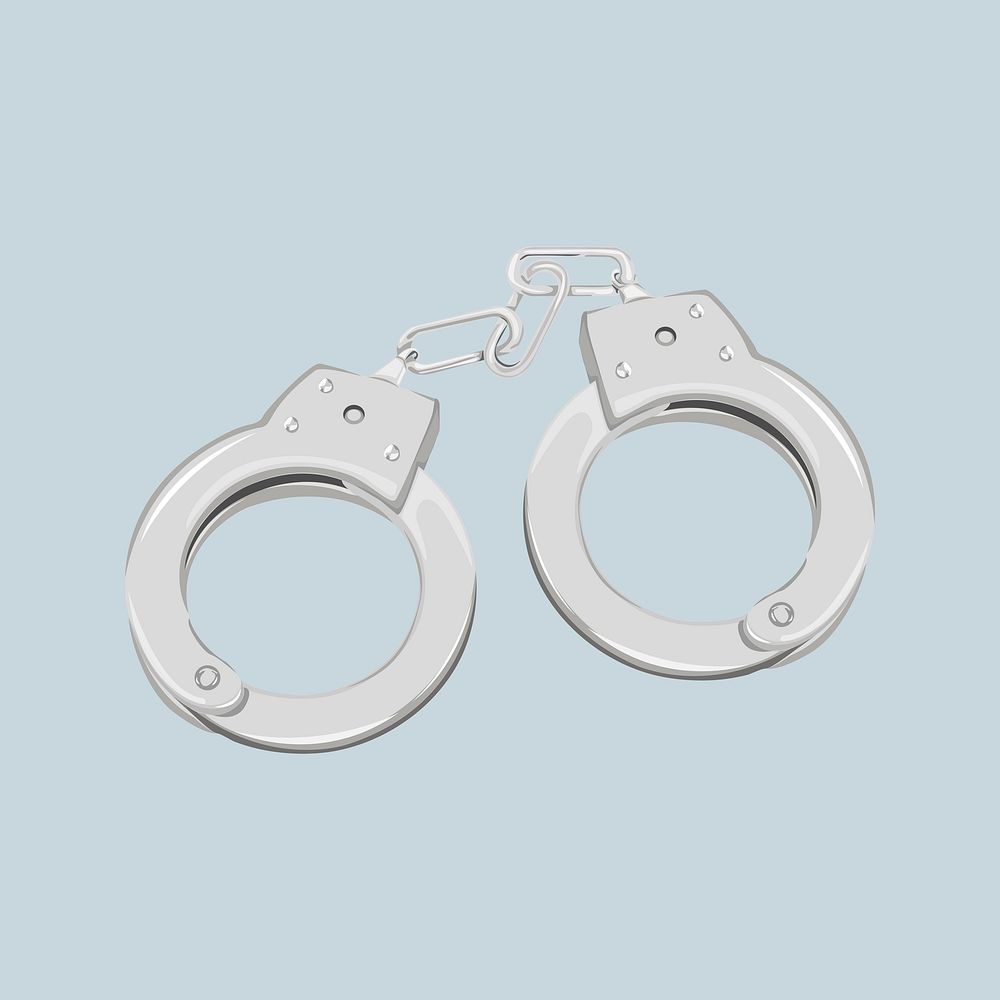 Silver handcuffs, aesthetic illustration vector