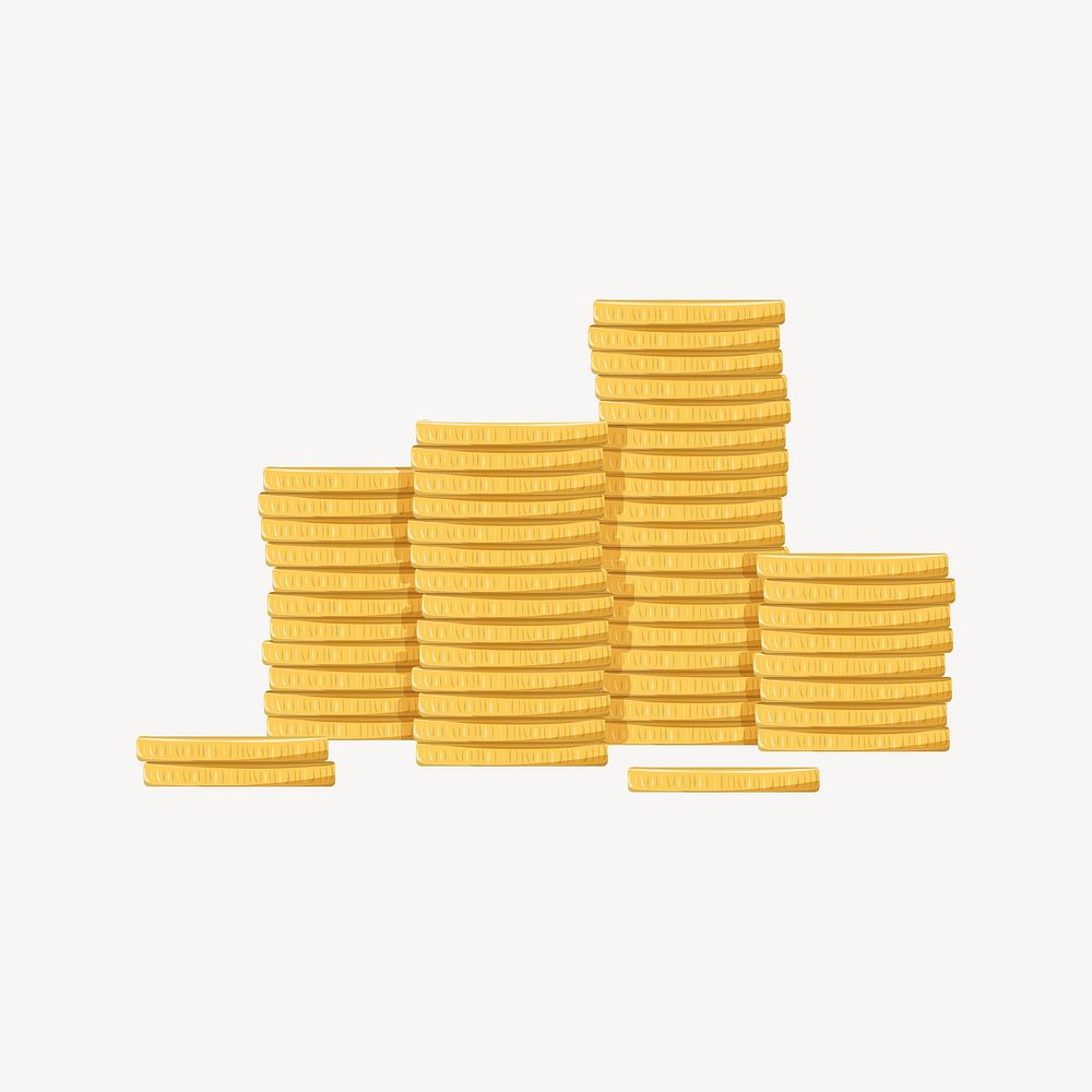 Coin stack, aesthetic illustration, design resource