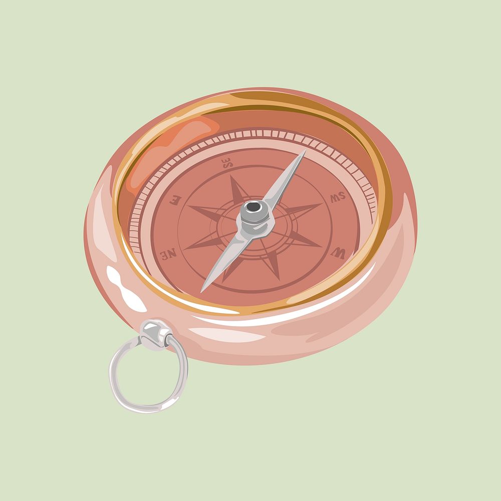 Travel compass, aesthetic illustration, design resource