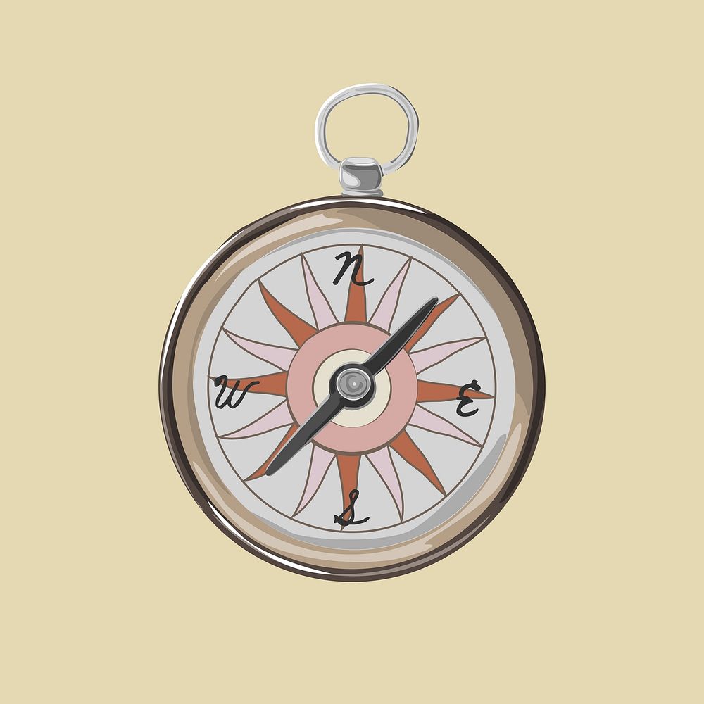 Travel compass, aesthetic illustration, design resource