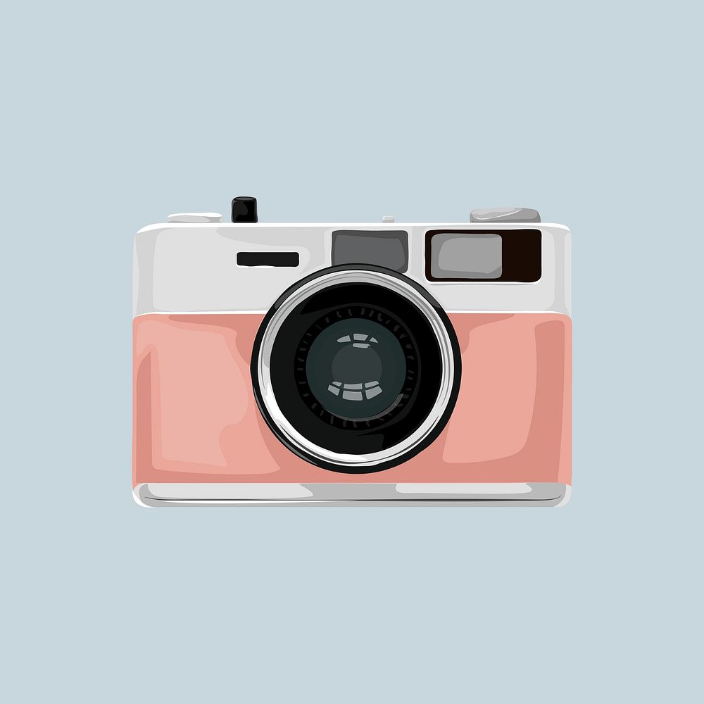 Pink camera, aesthetic illustration, design resource