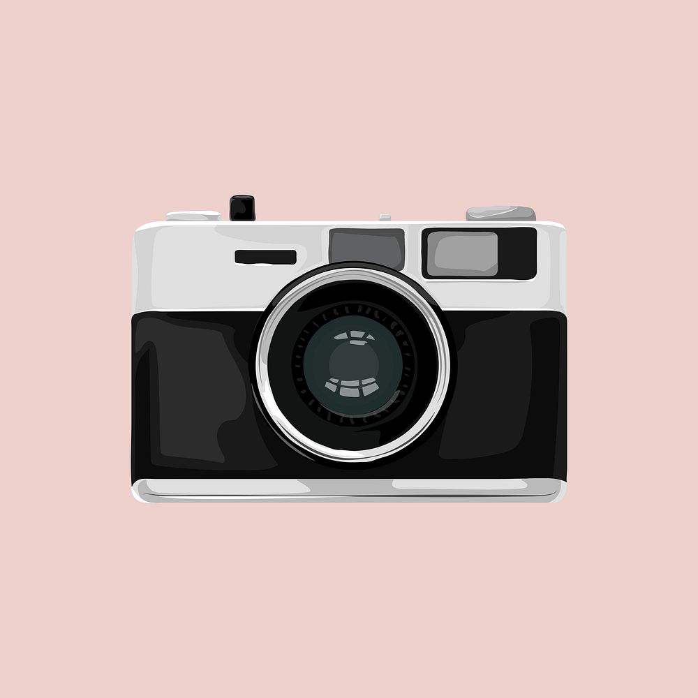 Black camera, aesthetic illustration, design resource