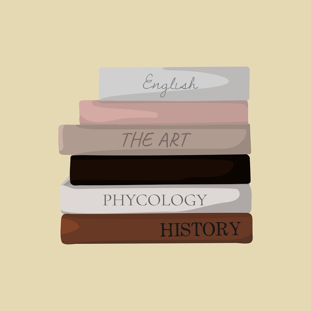 Book stack, aesthetic illustration, design resource