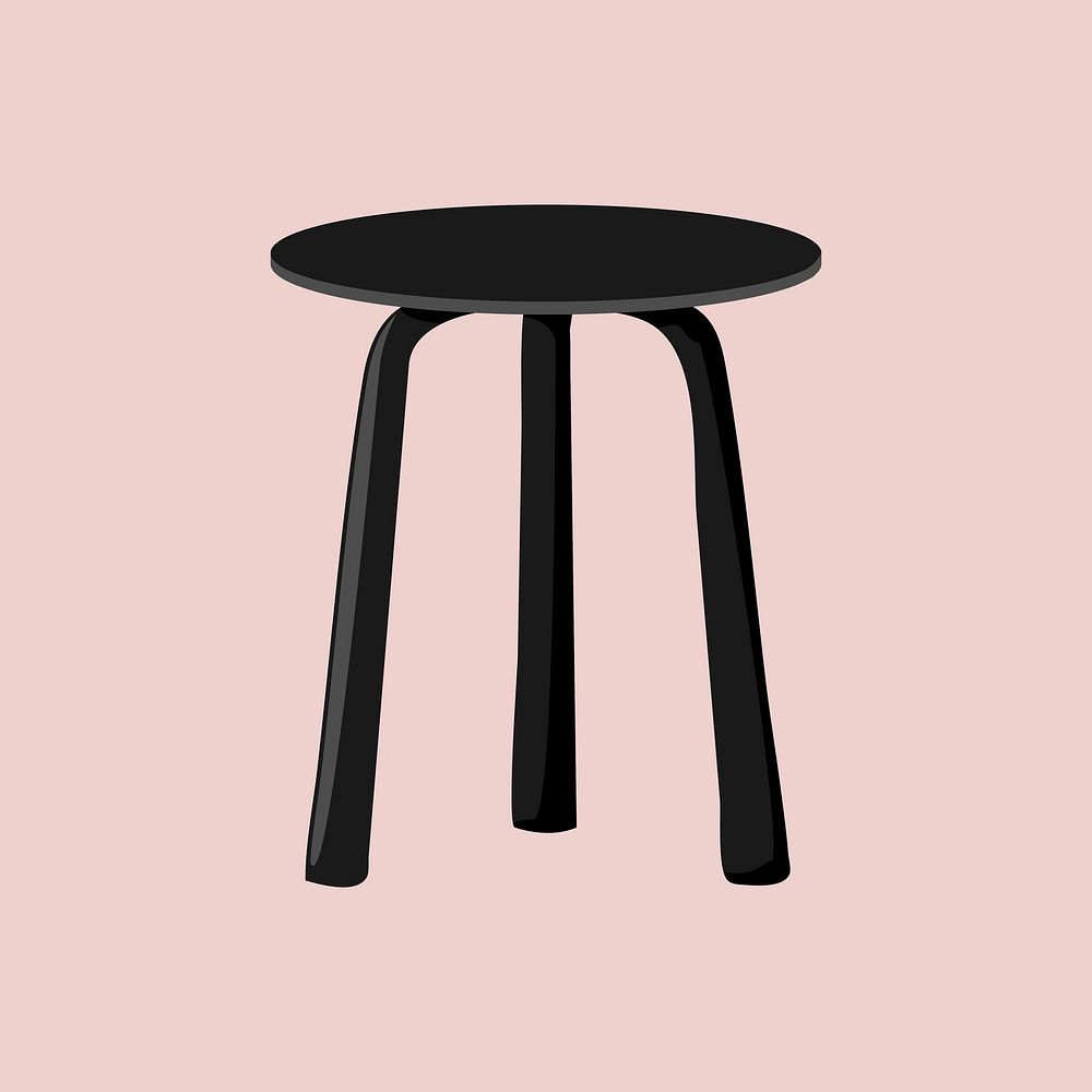 Black stool, aesthetic illustration vector
