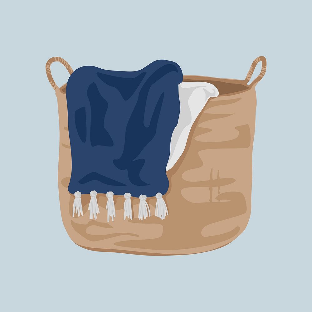 Laundry basket, aesthetic illustration, design resource