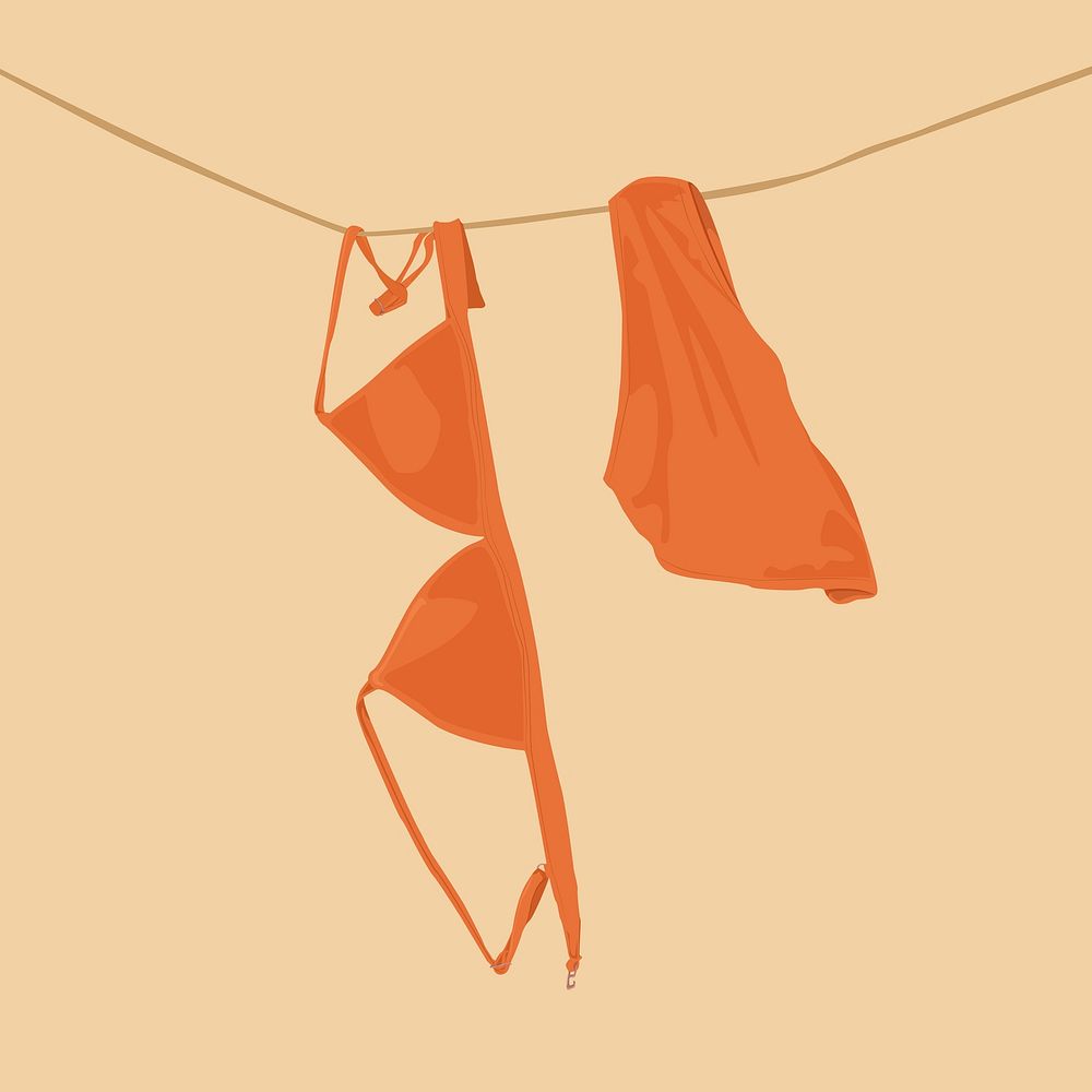 Hanged bikini, aesthetic illustration vector