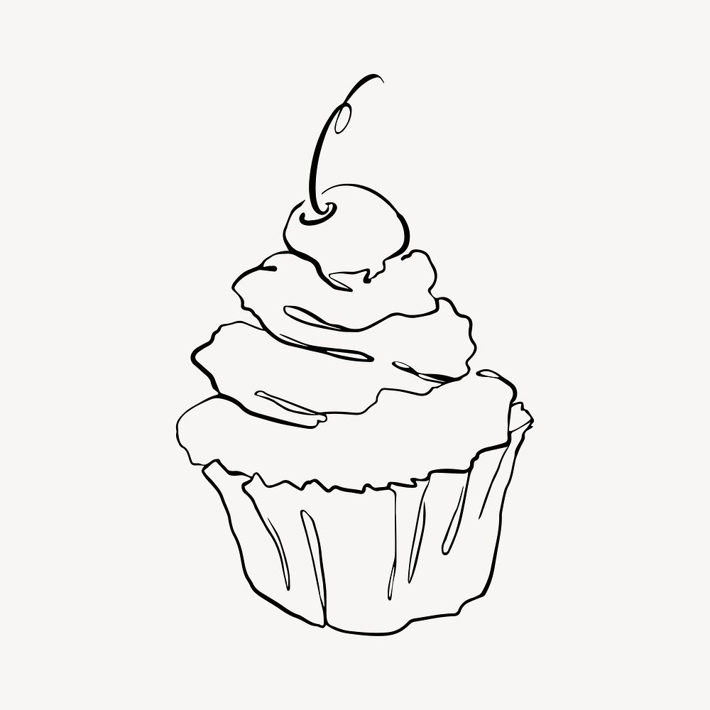 Cherry cupcake, aesthetic illustration design element 