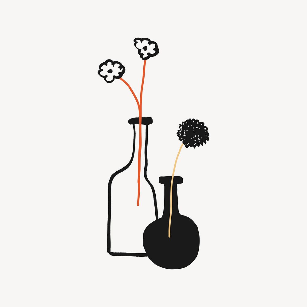 Flower vases, aesthetic illustration design element 