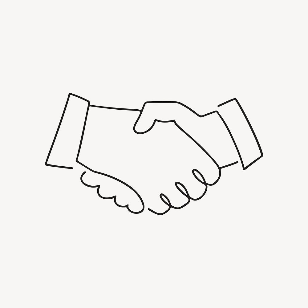 Business handshake, minimal line art illustration vector