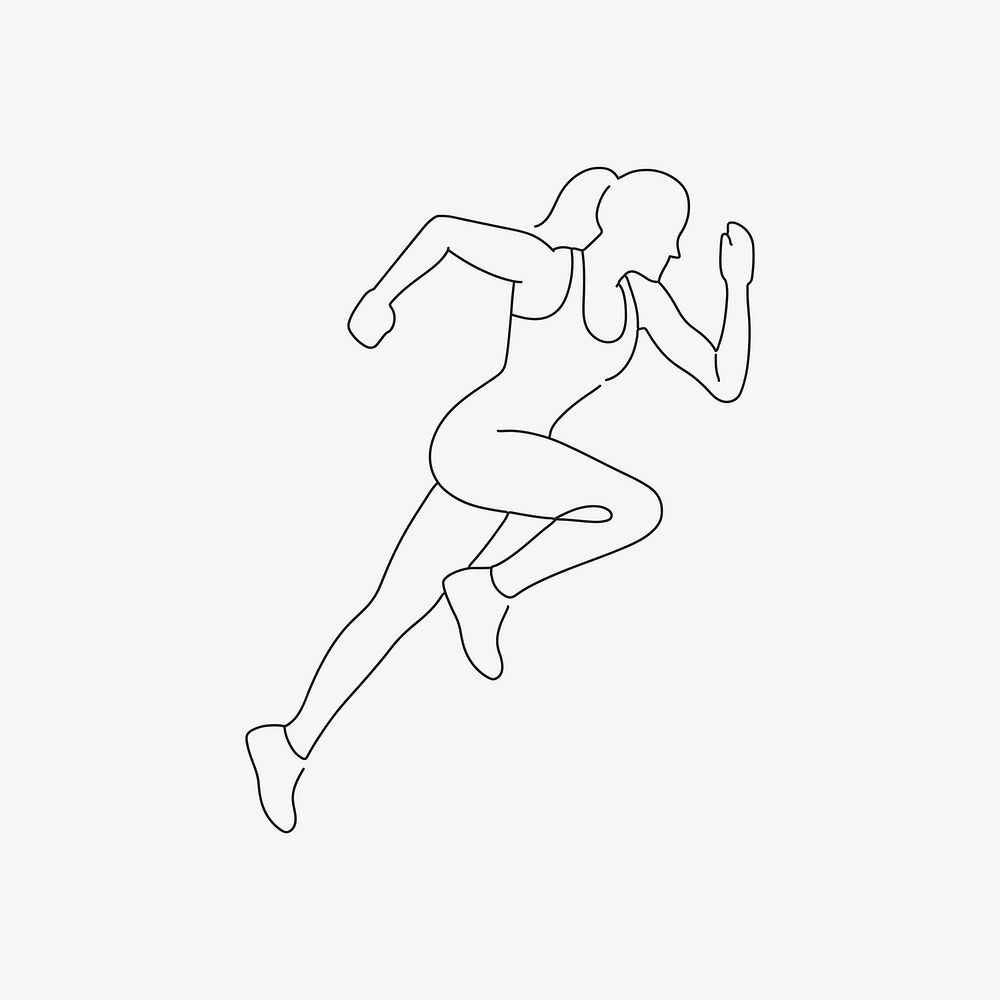 Running woman, minimal line art illustration