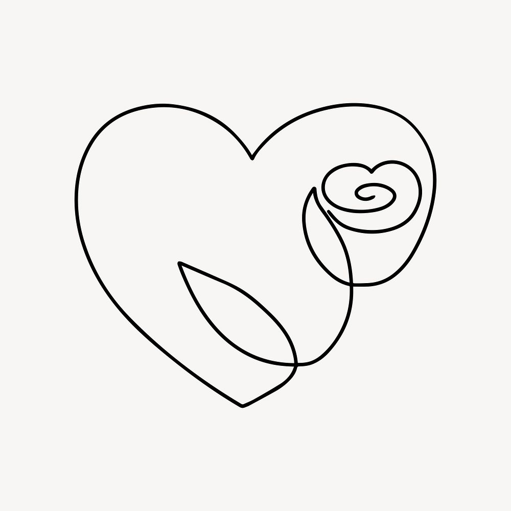 Valentine's rose, minimal line art illustration
