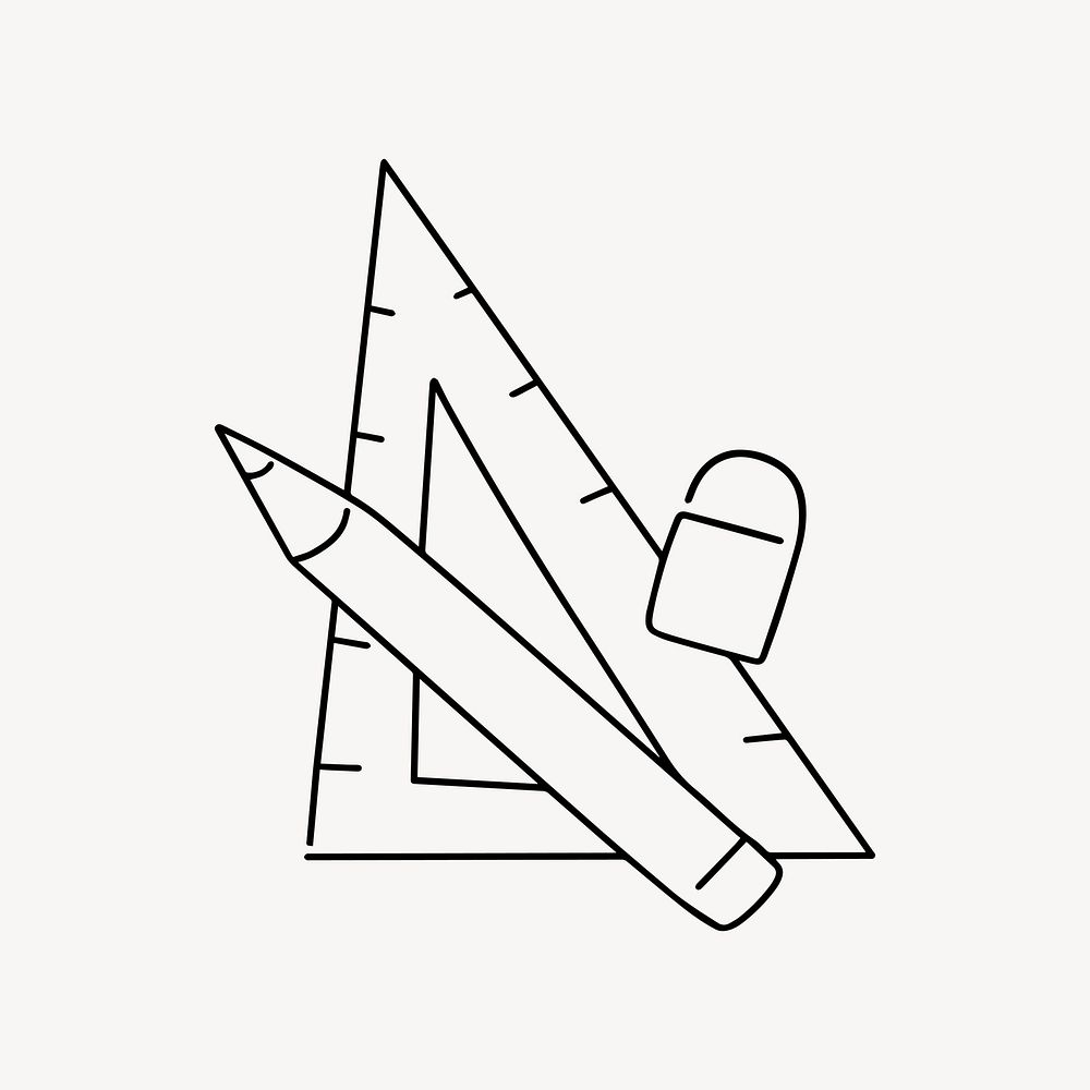 Mathematics stationery, minimal line art illustration