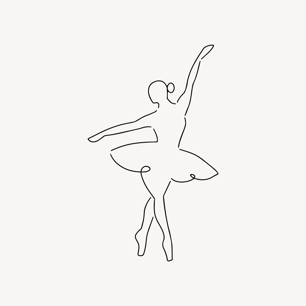 Dancing ballerina, minimal line art illustration