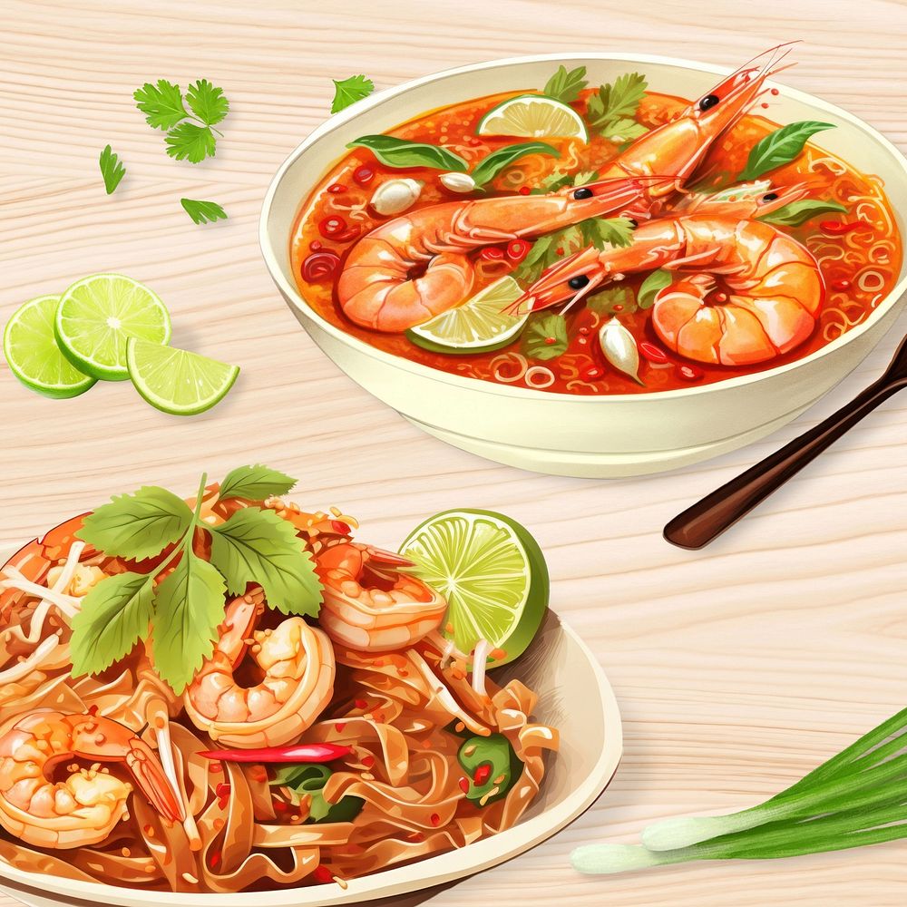 Famous Thai food digital art