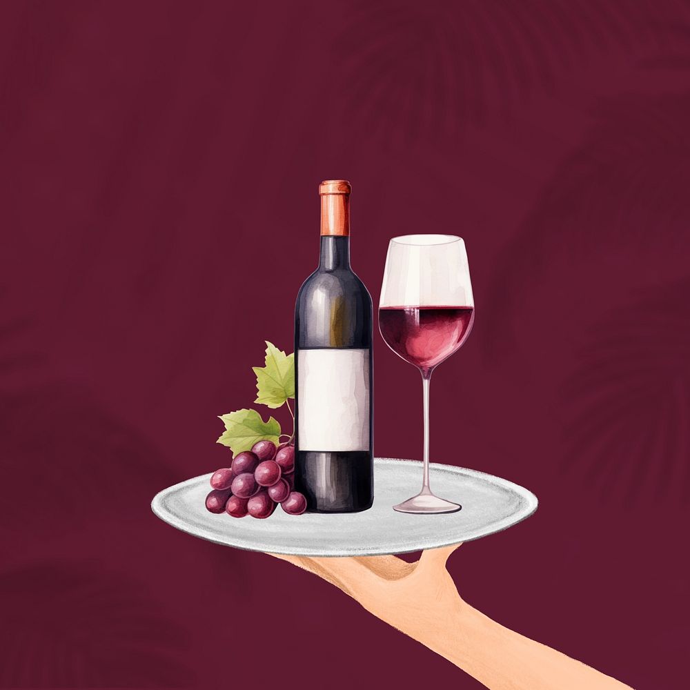 Red wine, food digital art