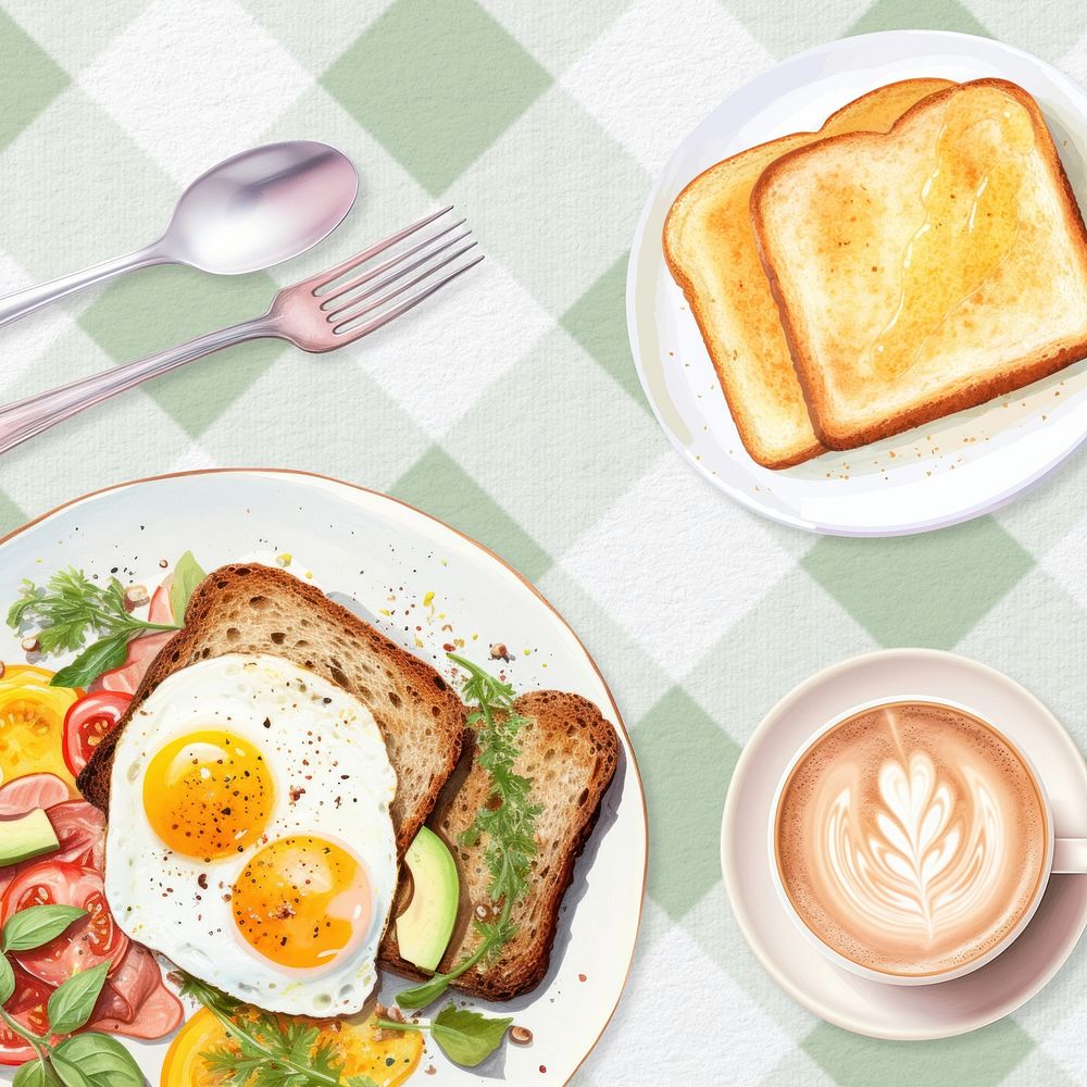 Breakfast toast, food digital art