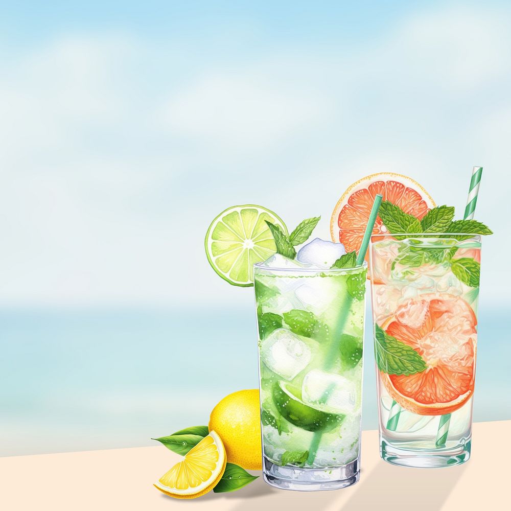 Summer cocktails, food digital art