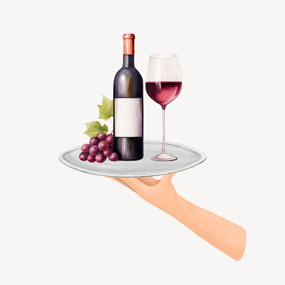 Red wine, food digital art