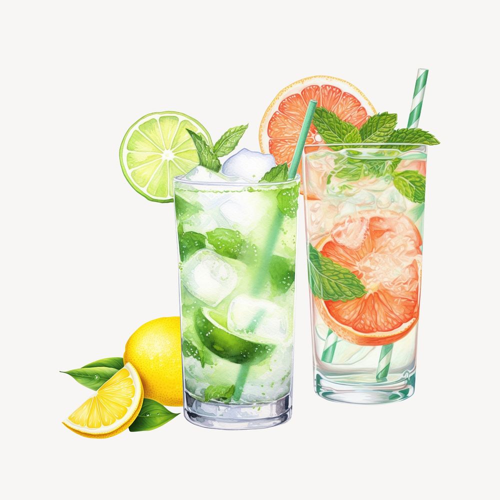 Summer cocktails, food digital art