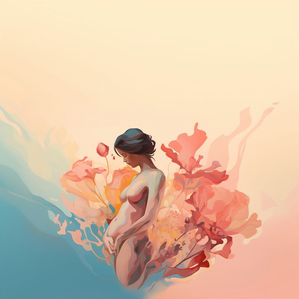 Woman giving birth abstract painting adult. AI generated Image by rawpixel.