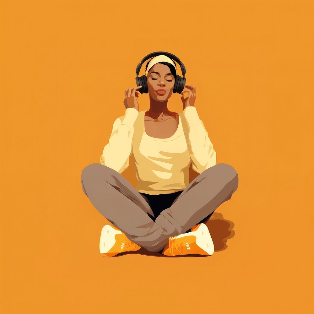 Headphones listening sitting adult. AI generated Image by rawpixel.