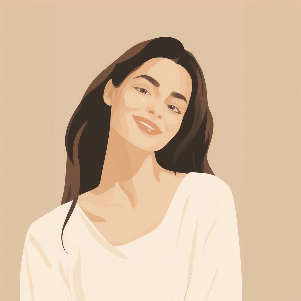 Woman smiling portrait drawing sketch. AI generated Image by rawpixel.