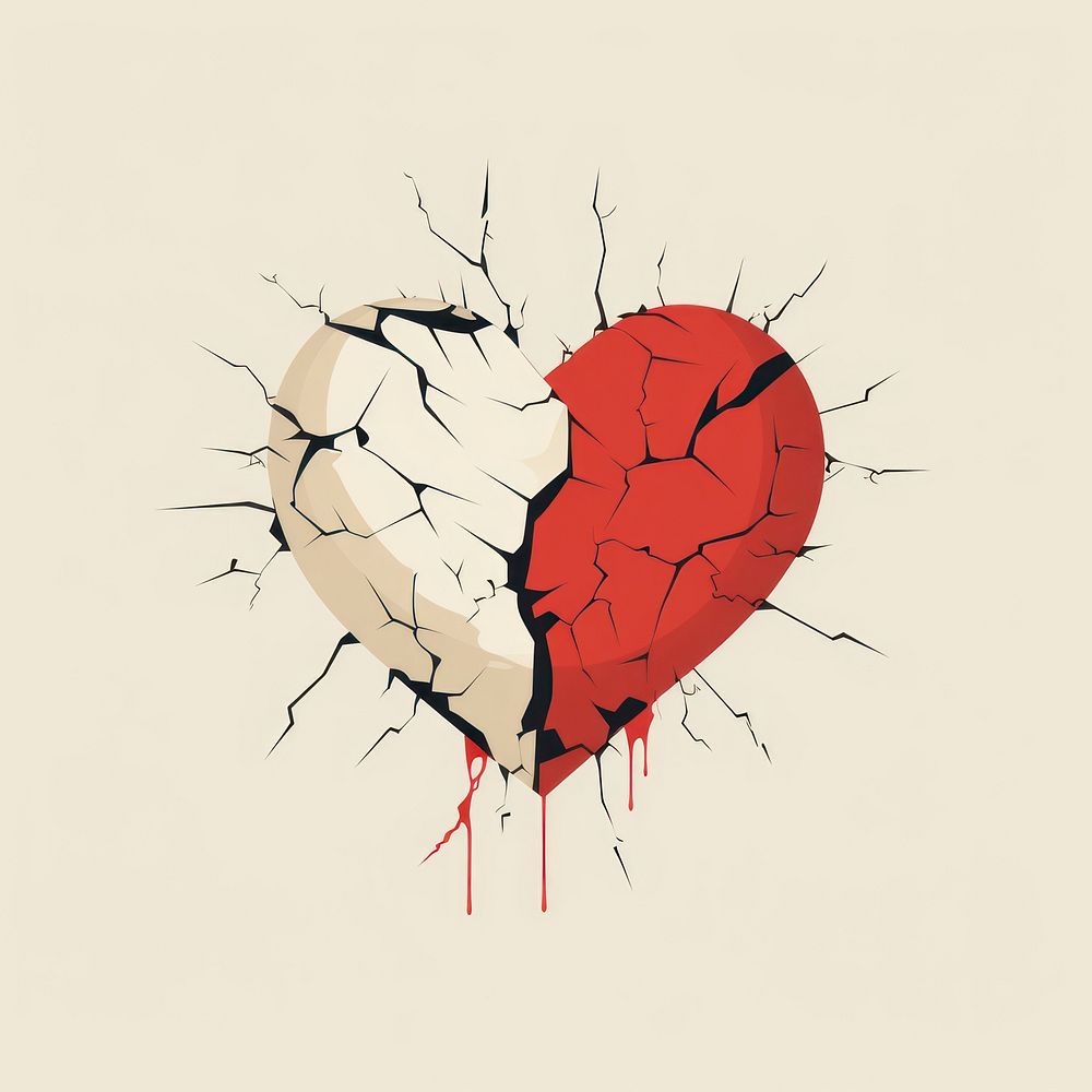 Broken heart destruction misfortune splattered. | Premium Photo ...