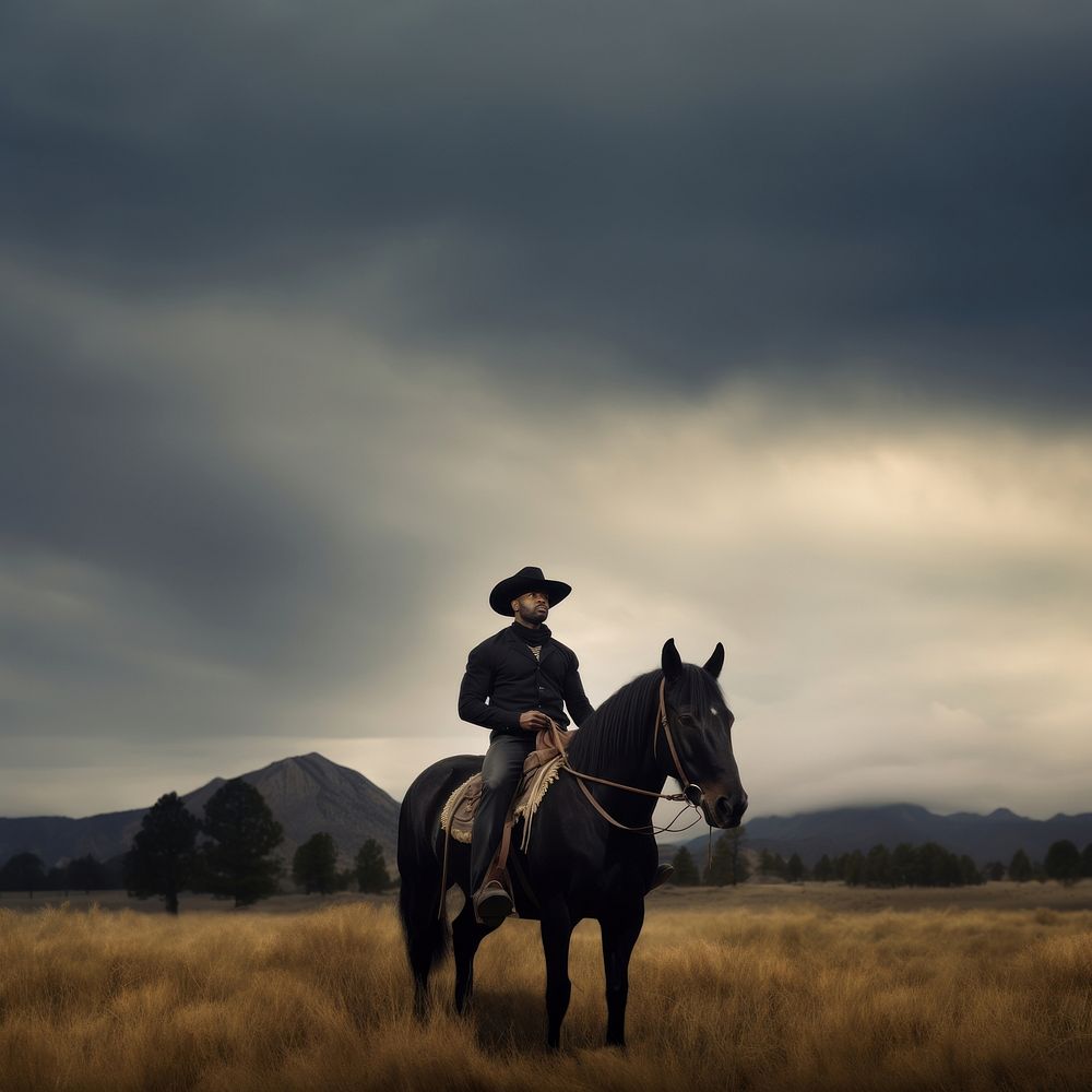 Black american cowboy horse mammal animal. AI generated Image by rawpixel.