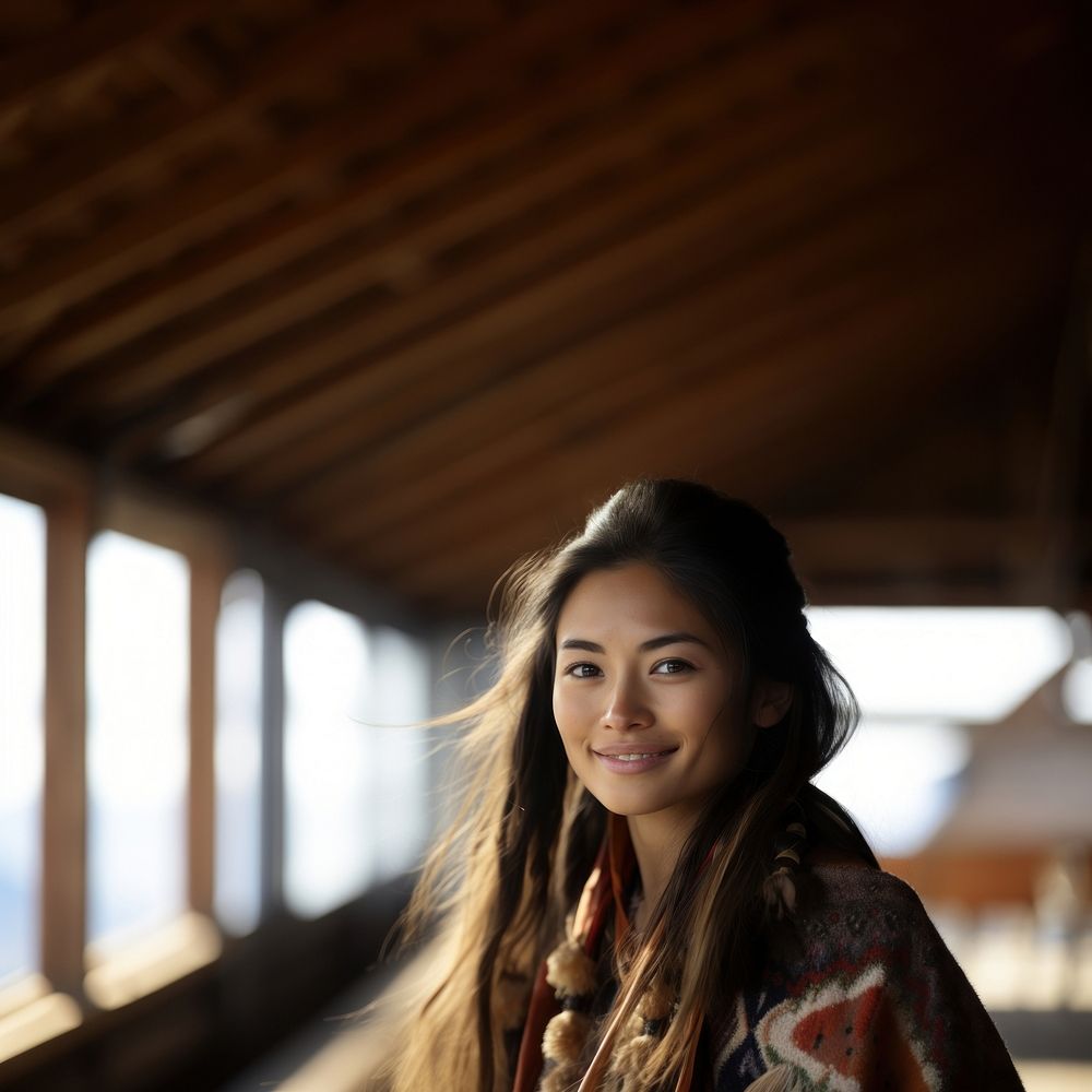 Ainu smile portrait adult. AI generated Image by rawpixel.