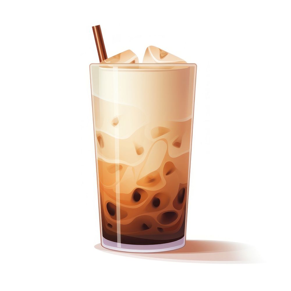 Milk tea drink glass white background. AI generated Image by rawpixel.