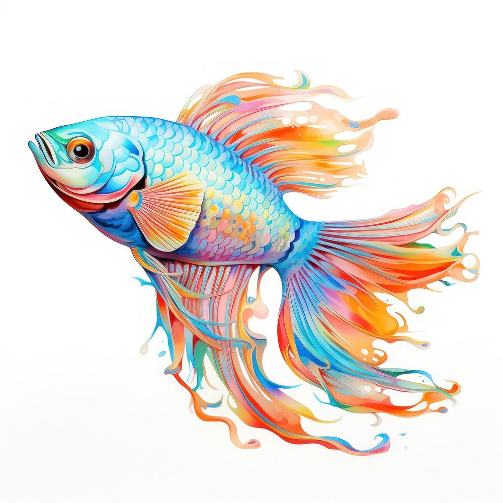 Fish goldfish swimming drawing. AI generated Image by rawpixel.