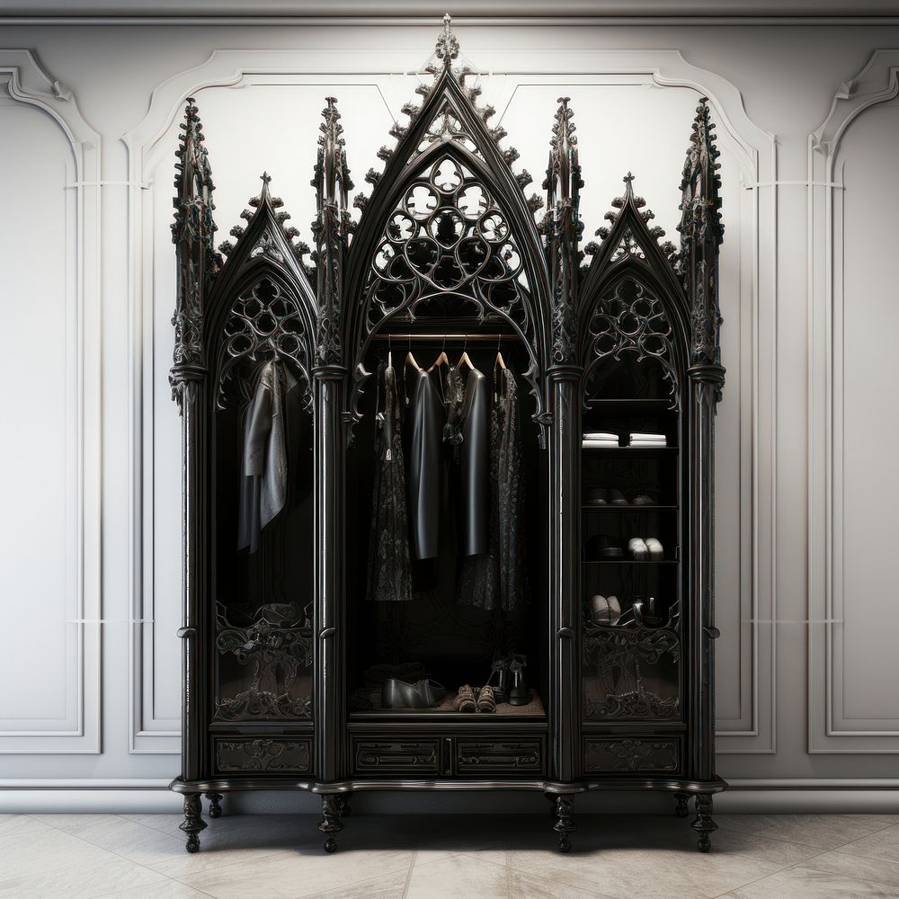 Gothic closet wardrobe room architecture. AI generated Image by rawpixel.