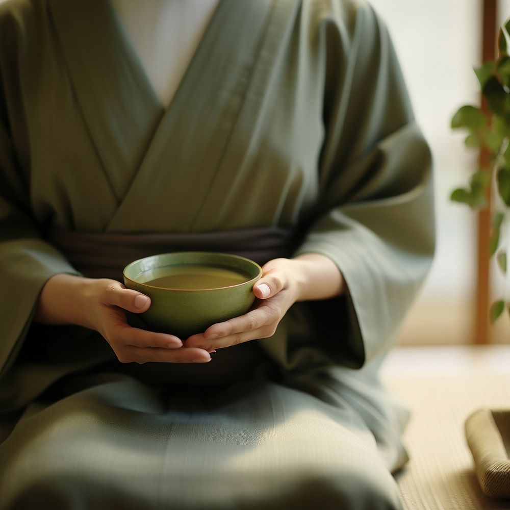Japanese tea ceremony robe bowl hand. AI generated Image by rawpixel.