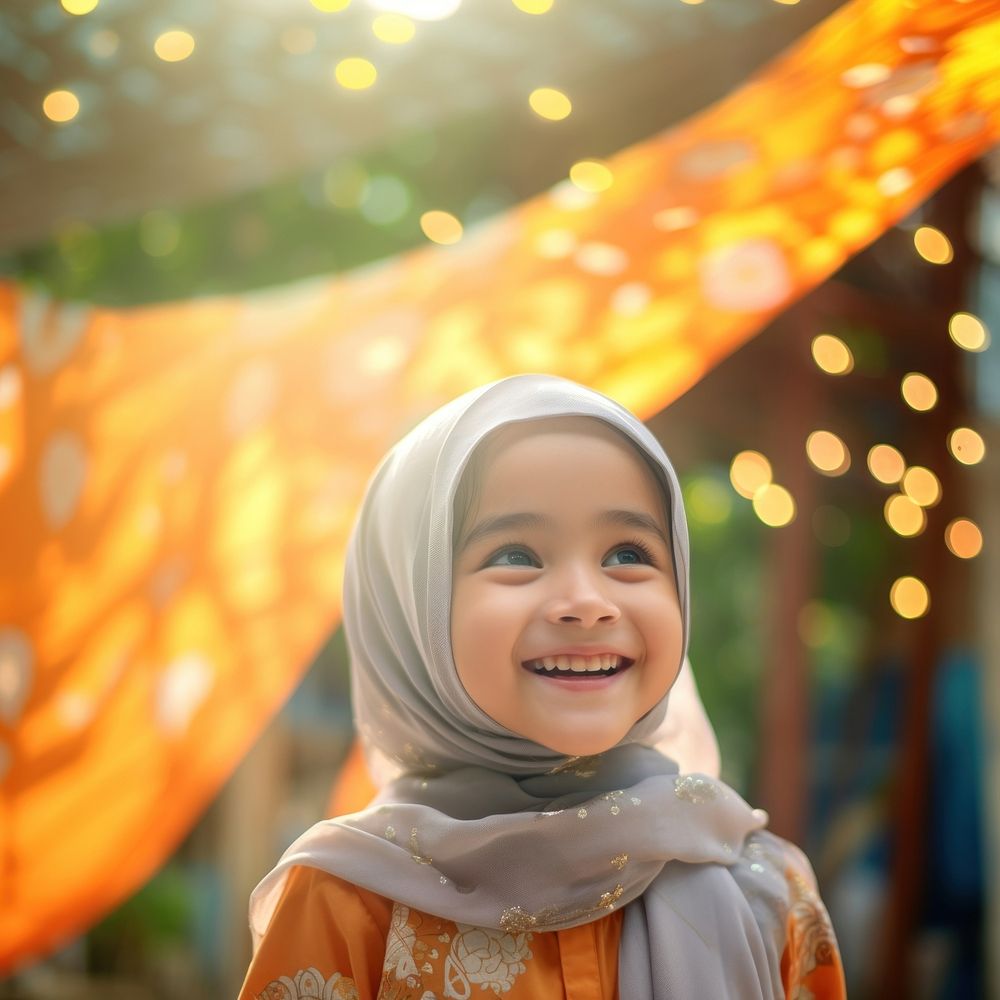 Islamic girl portrait smile happy. AI generated Image by rawpixel.