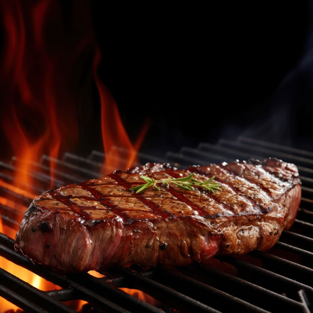 Grilling steak cooking meat beef. AI generated Image by rawpixel.