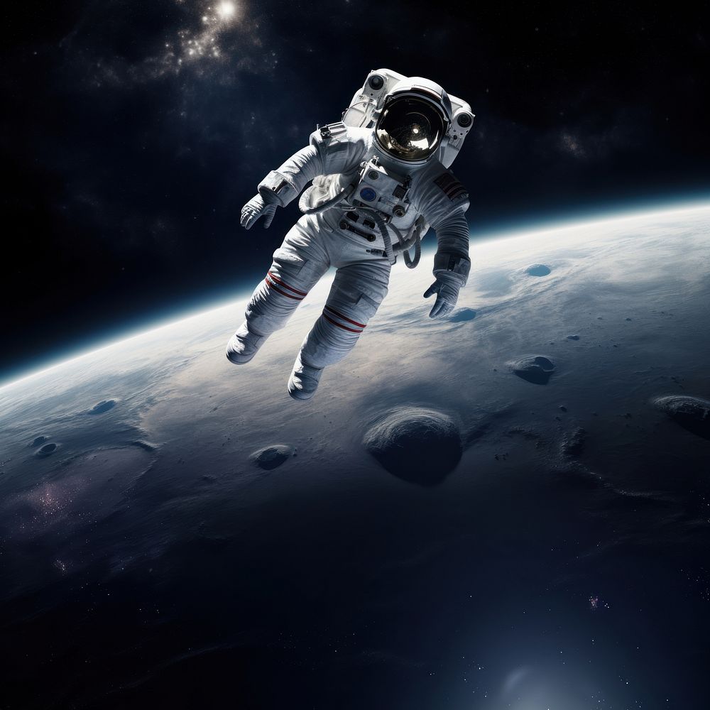 Spacewalk astronomy moon exploration. AI generated Image by rawpixel.