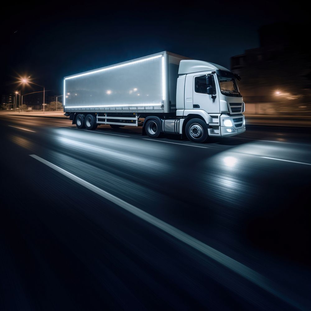 Truck Delivering delivering vehicle highway. AI generated Image by rawpixel.