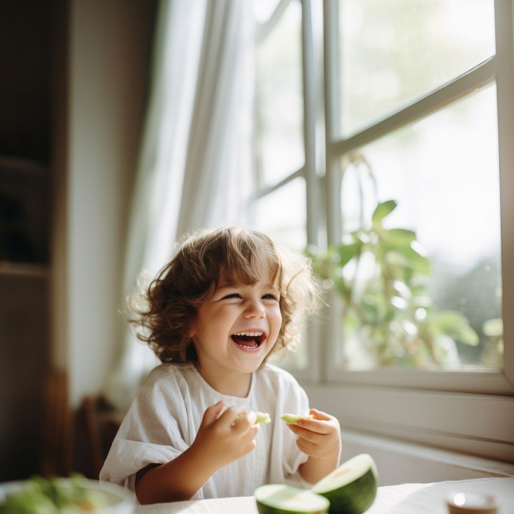 Avocado laughing eating happy. AI generated Image by rawpixel.
