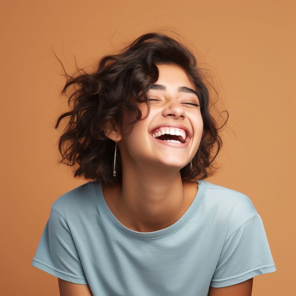 Teenager girl laughing smile relaxation happiness. AI generated Image by rawpixel.