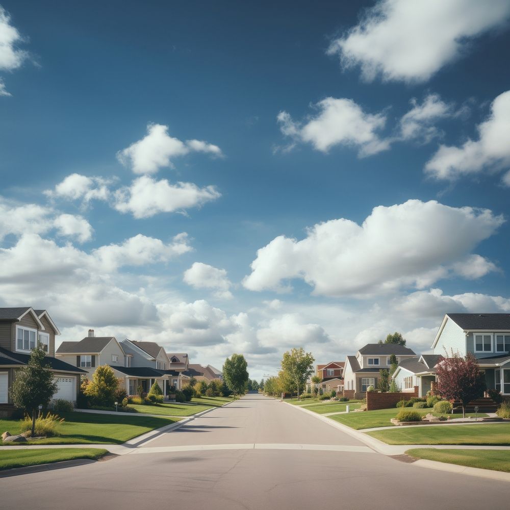 Neighborhood suburb sky landscape. AI generated Image by rawpixel.