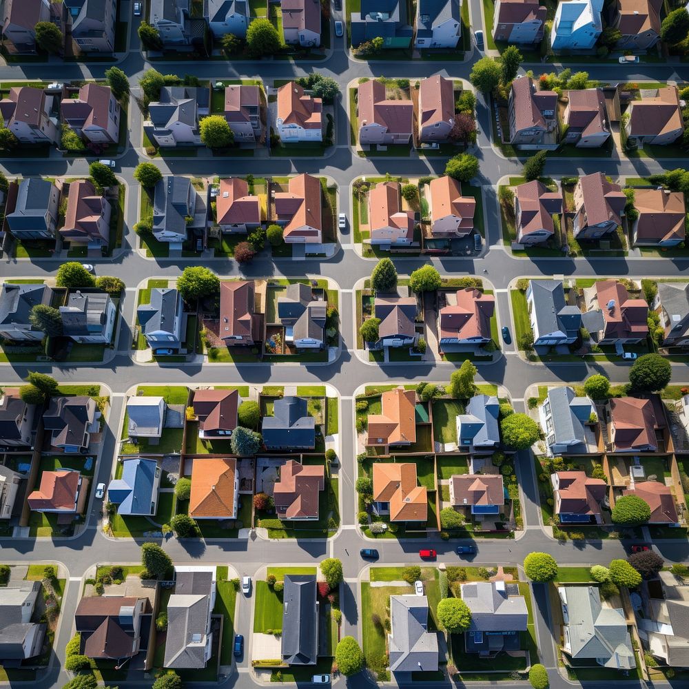 Neighborhood suburb architecture outdoors. 